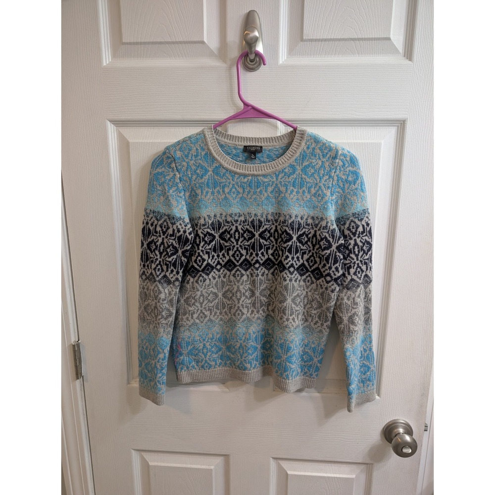 Talbots Lambs Wool Blend Fair Isle Print Sweater Knit‎ Pullover - Size SP
